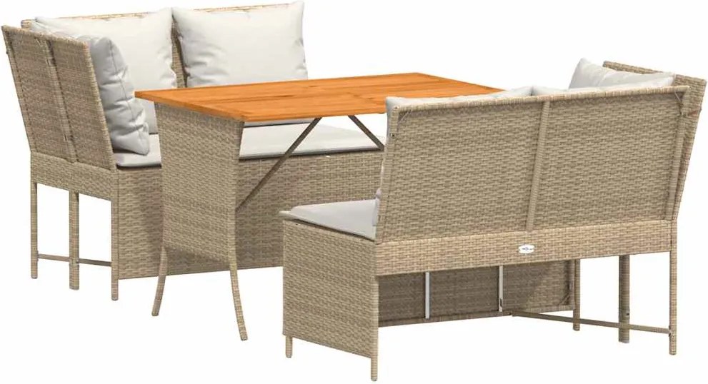 vidaXL Set canapele de grădină, 3 piese, cu perne, bej, poliratan