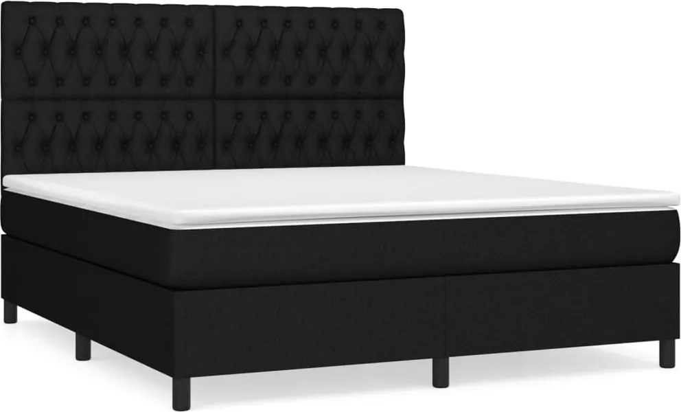 vidaXL Pat box spring cu saltea, negru, 180x200 cm, catifea