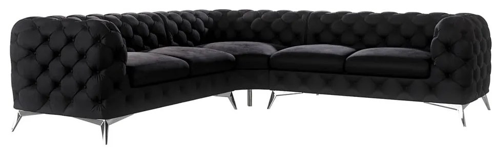 Colțar negru cu tapițerie din catifea Chelsea – Ropez