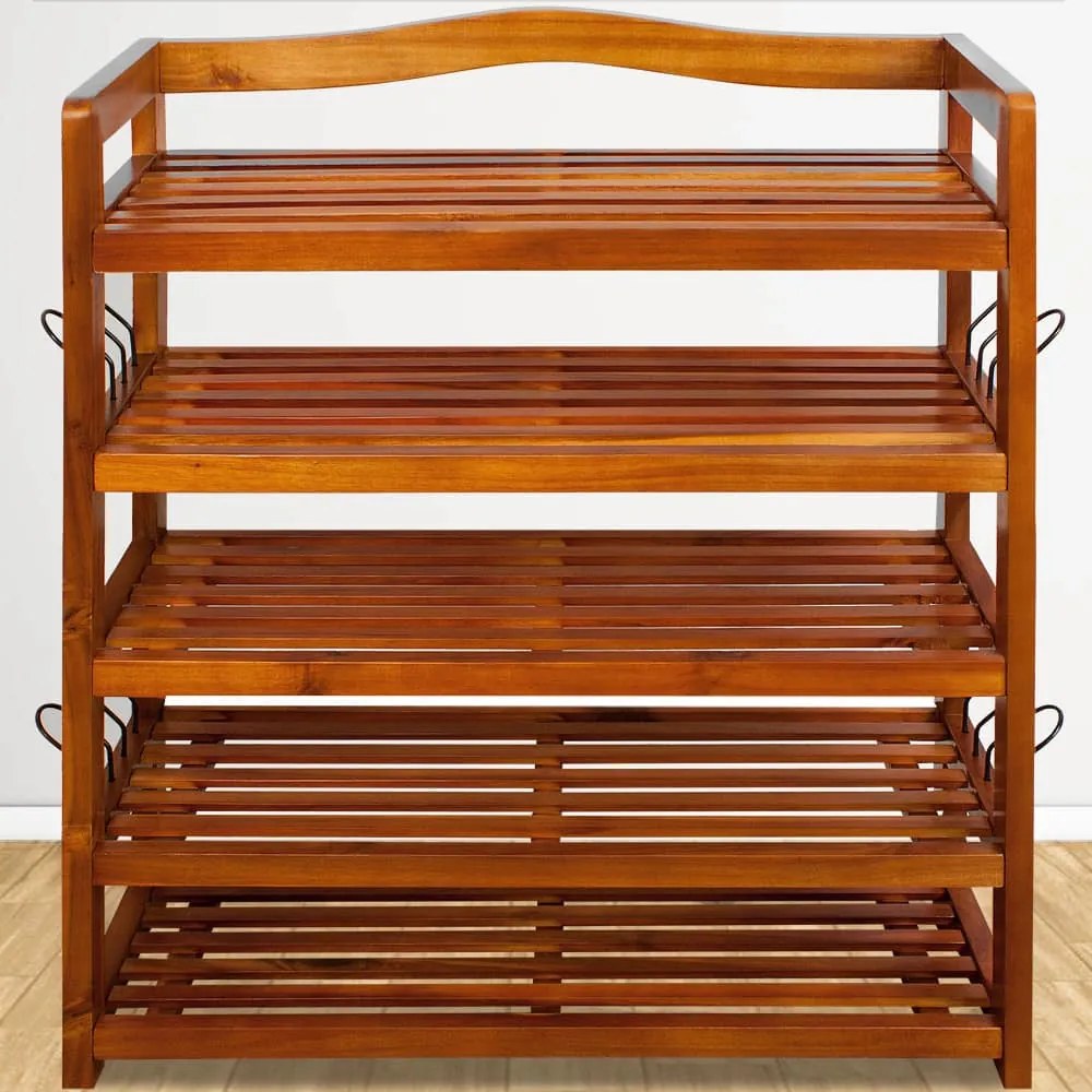 Raft pentru pantofi RUSTIC, 5 polițe, 75x26x82cm, maro natural Casaria