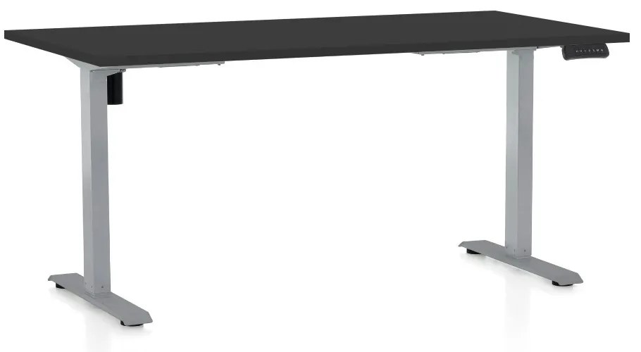 Masa inaltime reglabila OfficeTech B, 160 x 80 cm, bază gri, negru