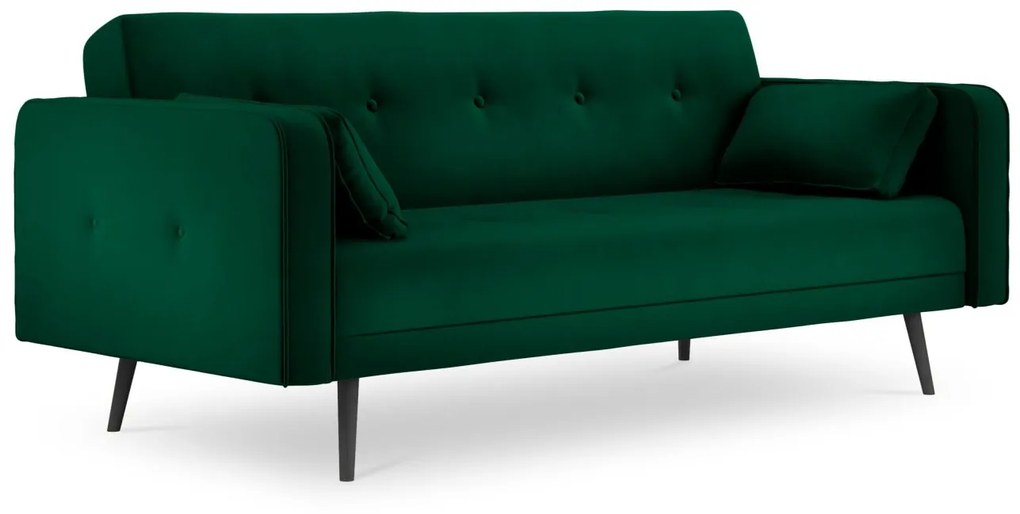 Canapea extensibila 3 locuri Jasper cu tapiterie din catifea, verde