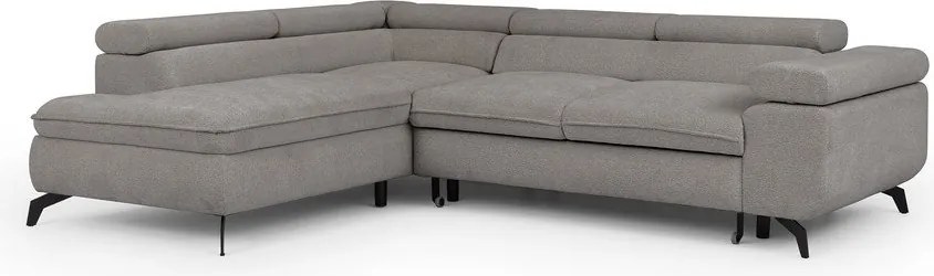 Colțar gri deschis cu tapițerie din chenille (cu colț pe partea stângă/în formă de ”L”) Marbeya – Ropez