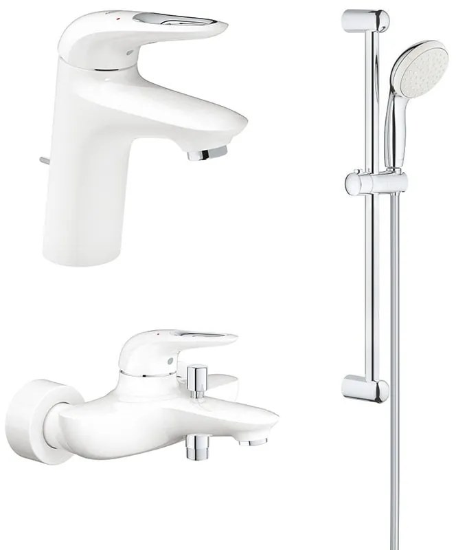 Pachet 3 in 1 baterii baie Grohe Eurostyle, marimea S, alb,maner decupat (33558LS3,33591LS3,27853003)