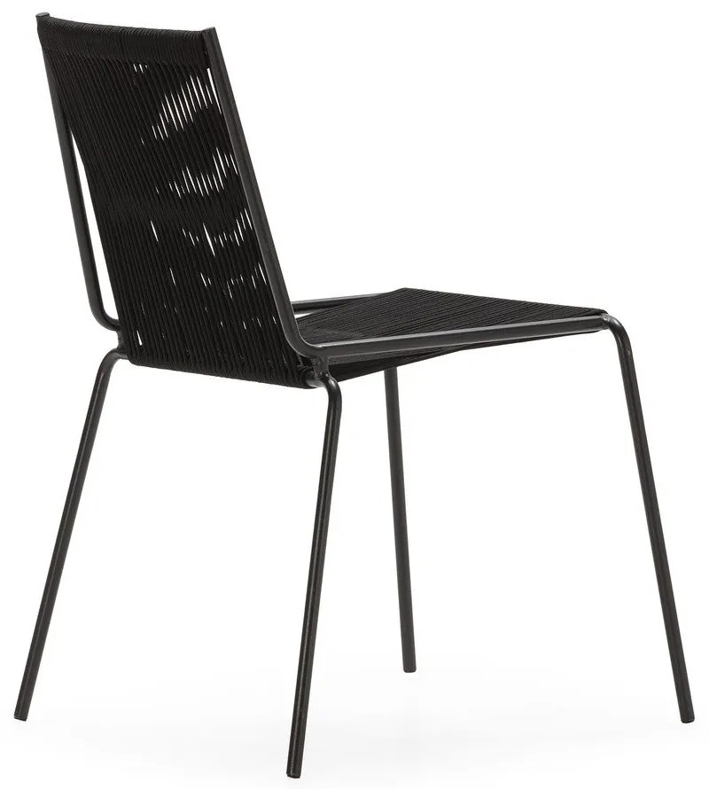 Scaune de dining negre stivuibile 2 buc. din metal Emily – Marckeric