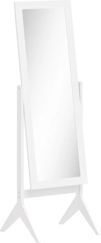 HOMCOM Oglindă Integrală cu 4 Picioare și Unghi Reglabil Alb | Aosom Romania