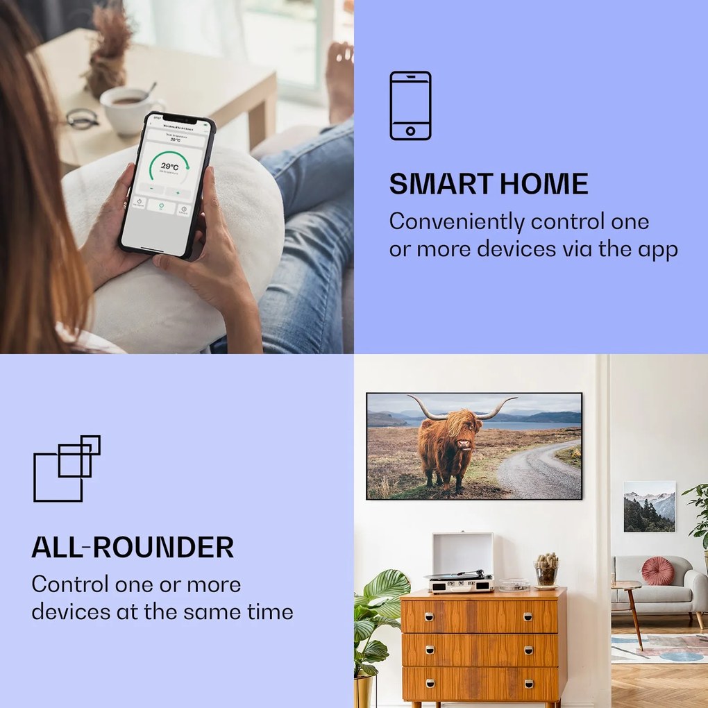 Klarstein Wonderwall Air Art Smart, încălzitor cu infraroșu, vacă, 120 x 60 cm, 700 W