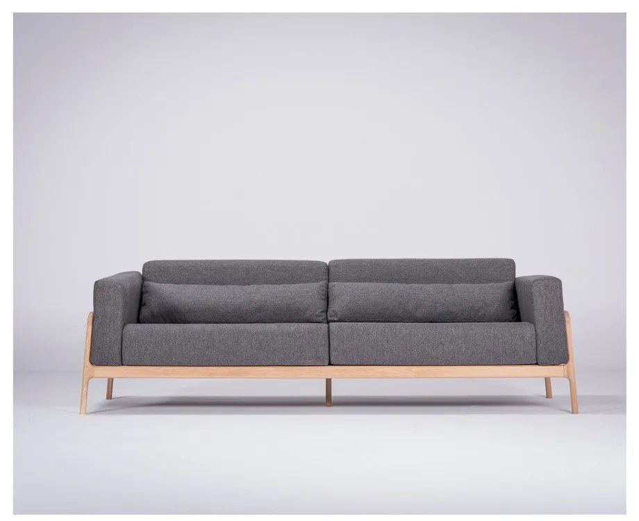 Canapea cu structură din lemn de stejar Gazzda Fawn Plus, 240 cm, gri închis