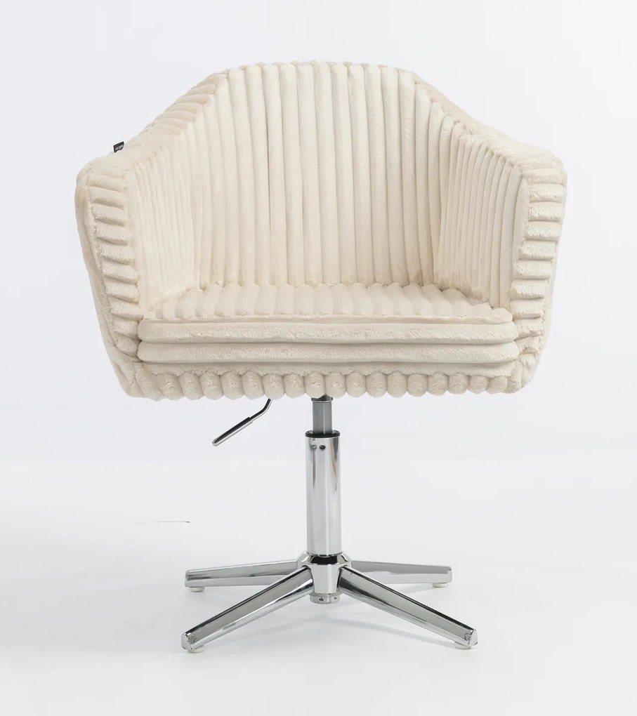 HR832CROSS Scaun Cappuccino Teddy Cord cu Bază Cromata