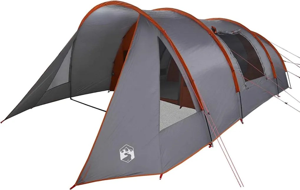 vidaXL Cort Tunel pentru 5 Persoane cu acoperiș Gri și Portocalie