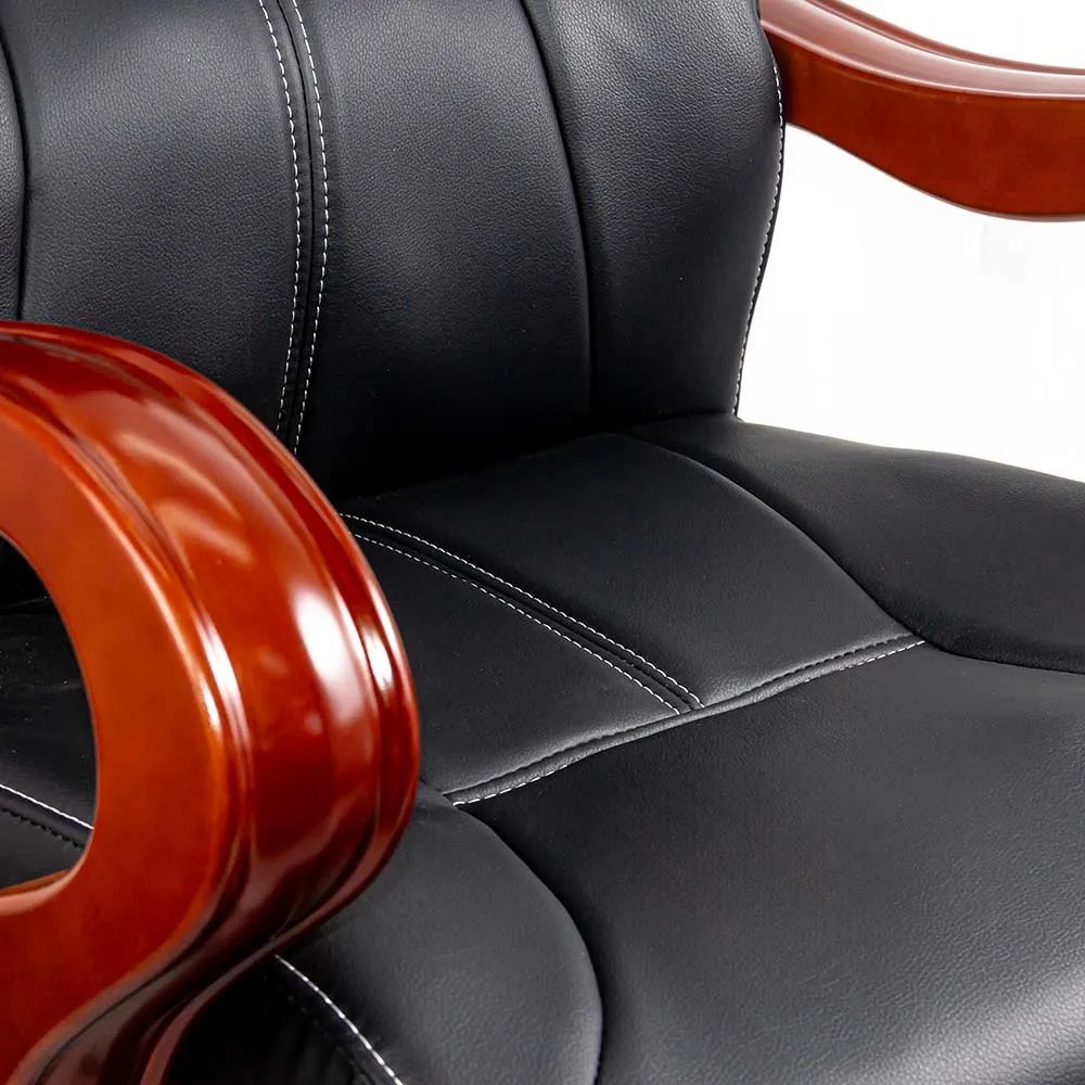 Fotoliu directorial cu masaj în 7 puncte din piele ecologică OFF 1662 negru