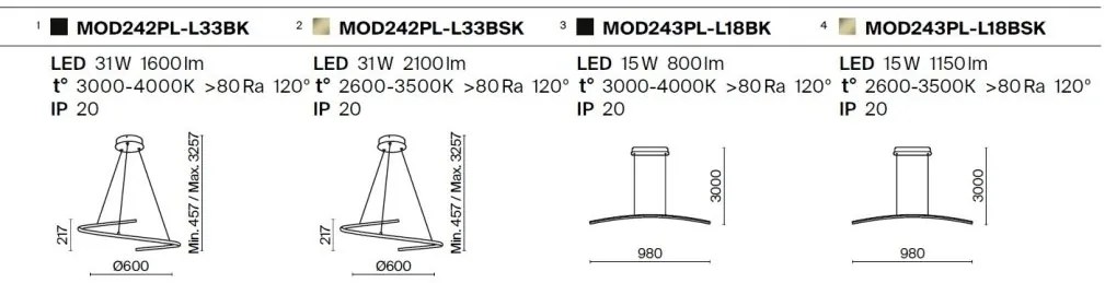 Lustra LED suspendata design minimalist Curve negru