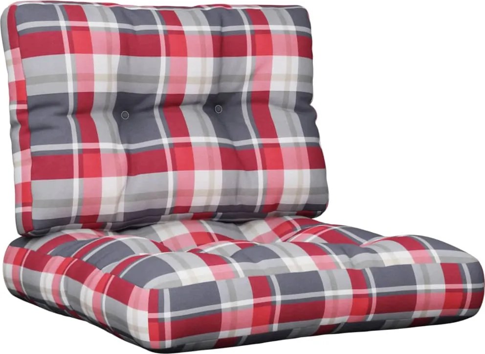 vidaXL Perne pentru paleți 2 buc. roșu țesătură cu model în carouri