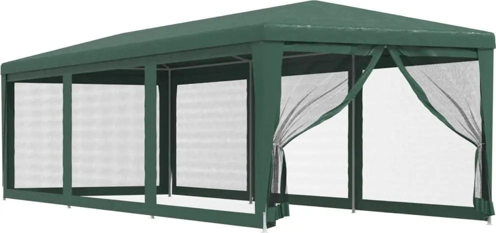 vidaXL Cort de petrecere cu 8 pereți din plasă, verde, 3x9 m, HDPE