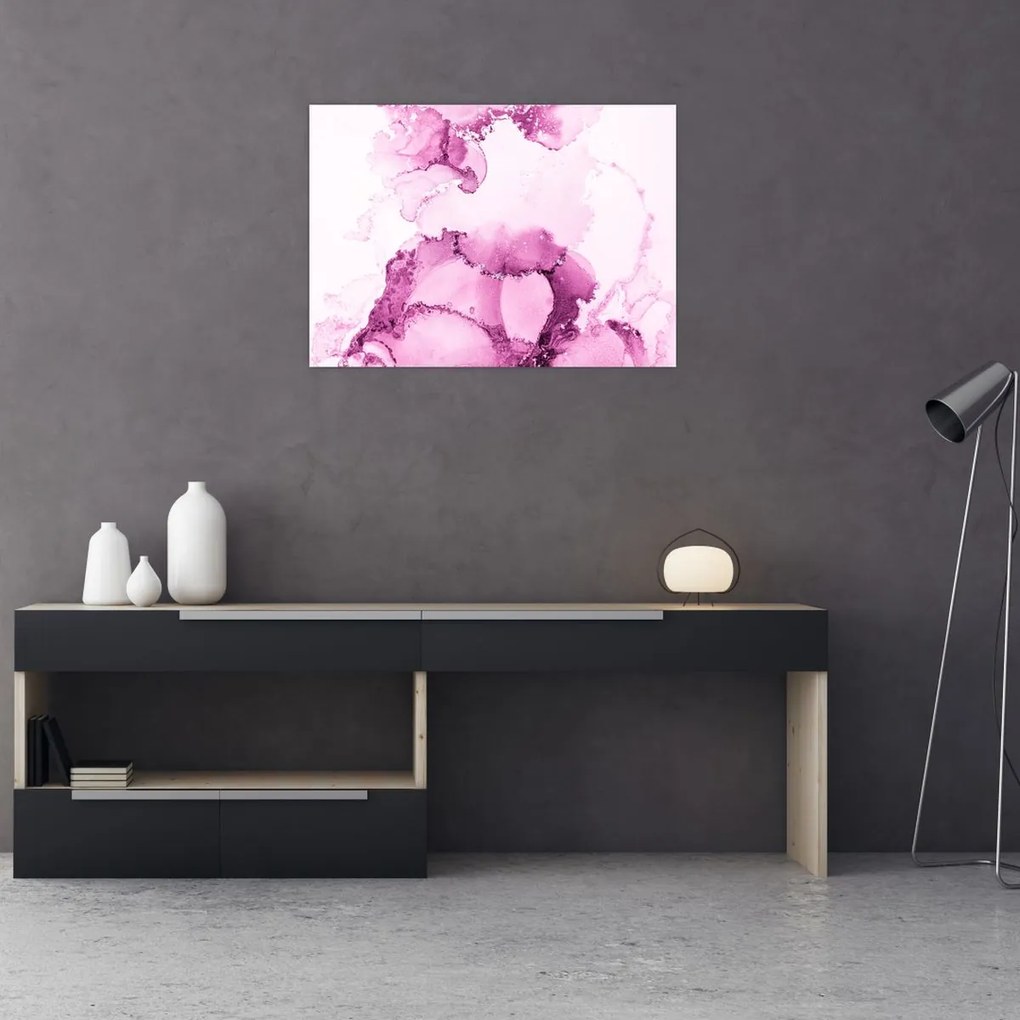 Tablou pe sticlă - Decor roz (70x50 cm)