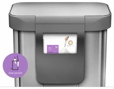 Simplehuman Coș cu pedale 55 l, argintiu, 55 l