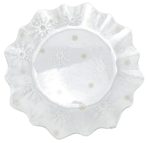 Farfurie pentru servire din sticlă ø 19,5 cm cu model de Crăciun Frosty Flakes – Dakls