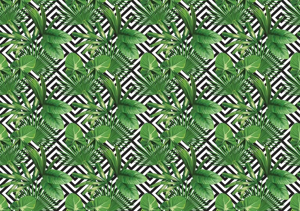 Fototapet - Geometrie și frunze (152,5x104 cm)