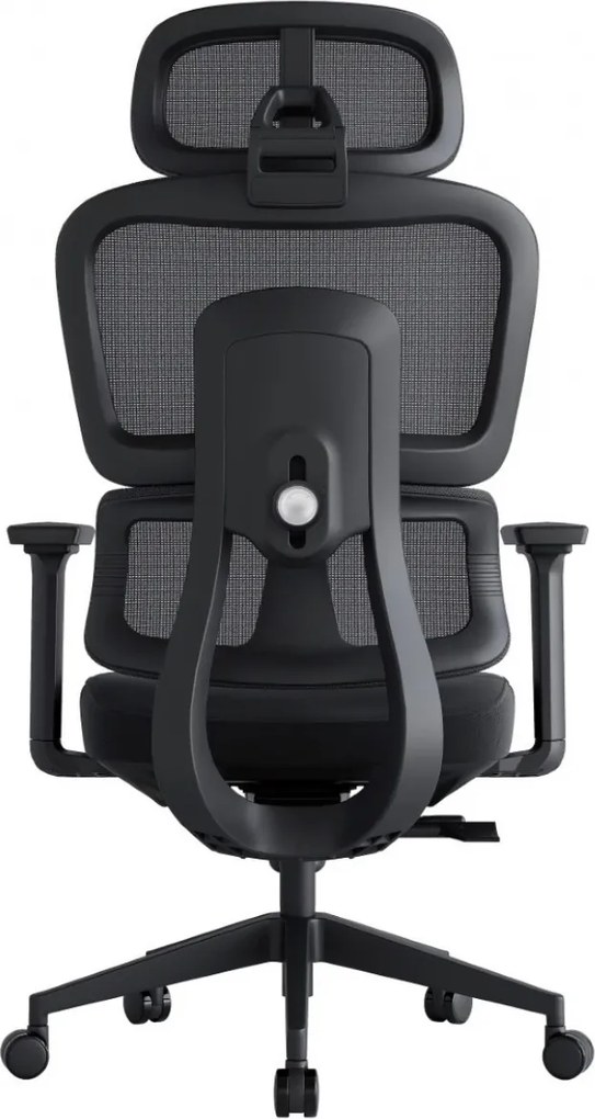 Scaun ergonomic premium Kino-H, spătar reglabil pe înălțime, suport lombar reglabil, tetieră 3D, cotiere 3D, șezut glisant, reclinare 125°, Mesh + Textil, Negru