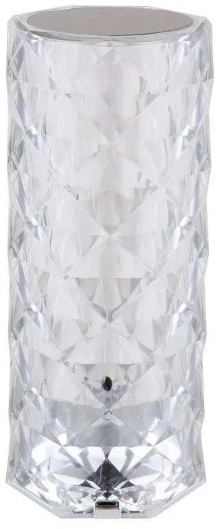 Lampa de masa cu baterii, plastic transparent cu efect de cristal Gixi alb 9cm