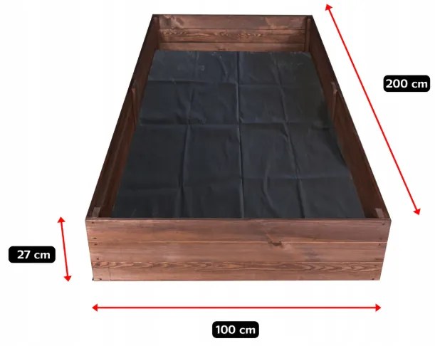 Pat din lemn natural impregnat 200 x 100 x 27 cm