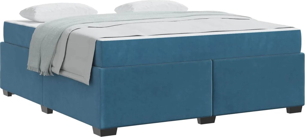 vidaXL Cadru de pat cu saltea Albastru închis 180 x 200 cm țesătură