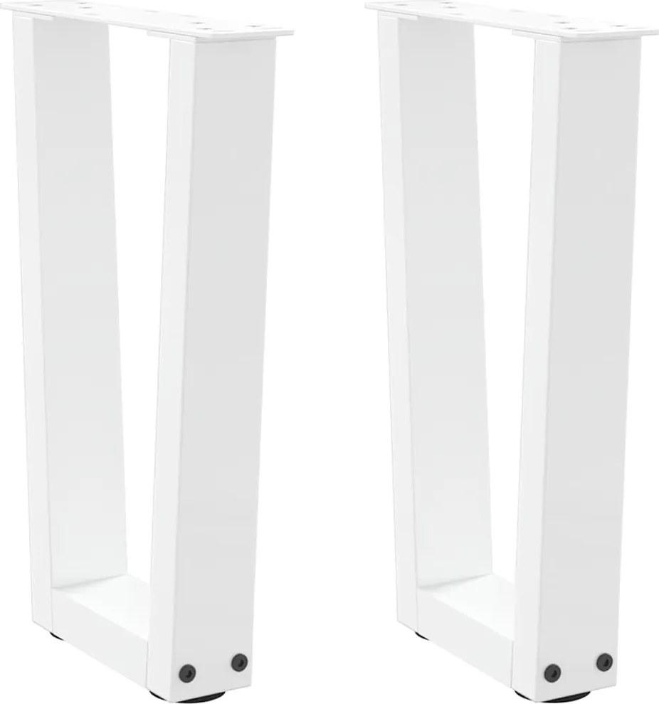 vidaXL Picioare pentru măsuță de cafea în formă de V, 2 buc., alb, 28x (42-43,3) cm, oțel