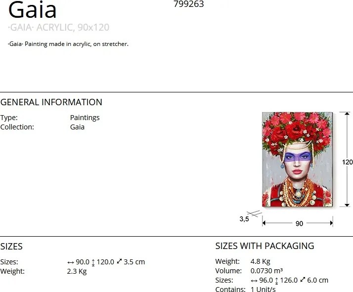 Tablou de perete decorativ Gaia, 90x120cm SV-799263