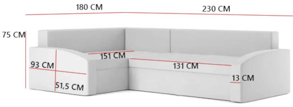 Supermobel Colțar extensibil TABIT 2,230x75x180, haiti 17/haiti 14, dreapta
