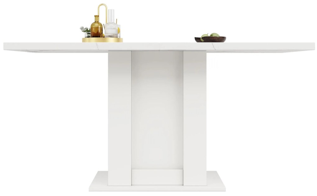 Masă de dining cu spațiu de depozitare, Alb | Aosom Romania