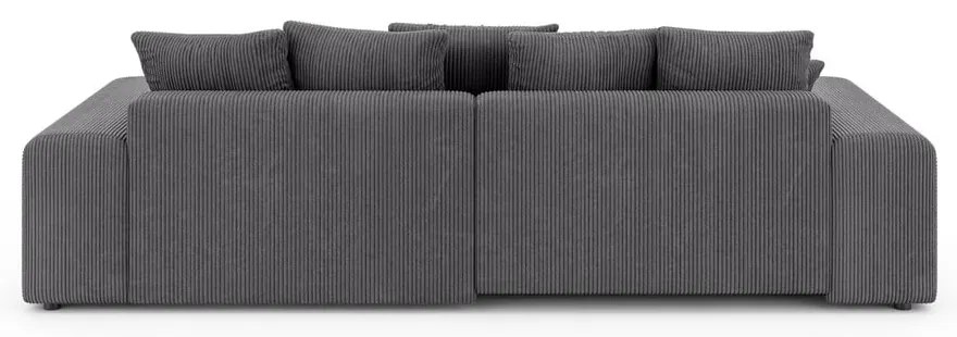Colțar gri extensibil/cu spațiu de depozitare cu tapițerie din catifea reiată (cu colț variabil) Luma – Ropez