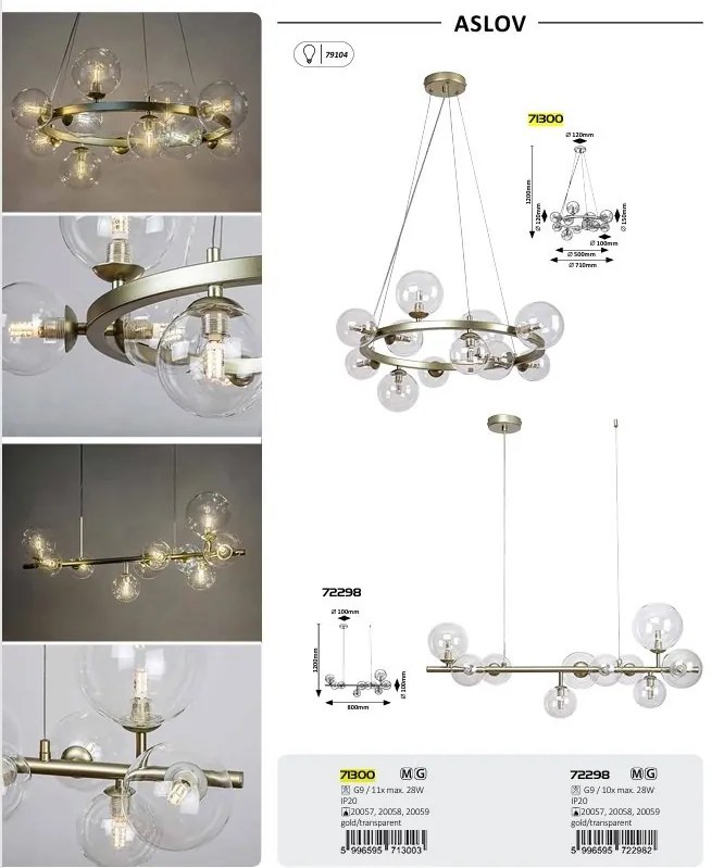Lustra suspendata cu 11 surse de lumina Aslov