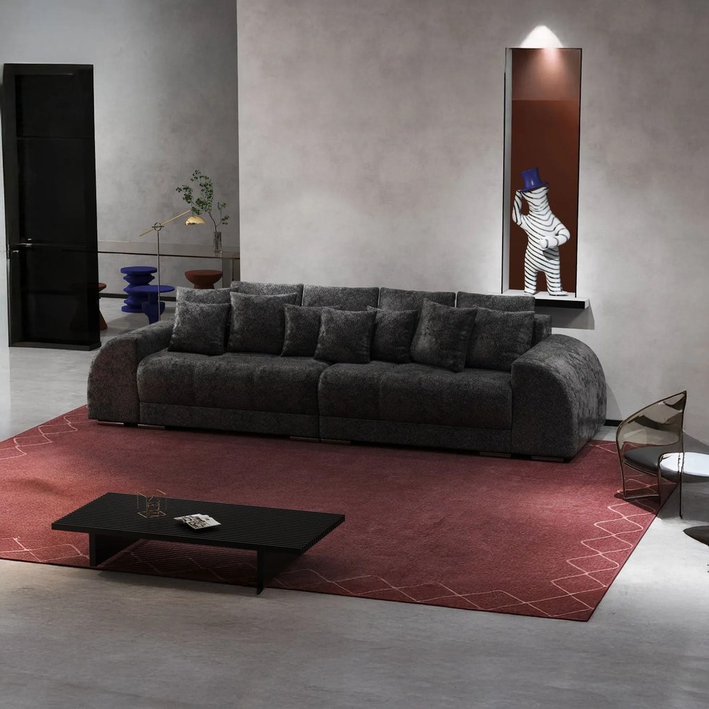 Canapea extensibilă dumonde cu 2 lăzi de depozitare si sezut confortabil din spuma high-density, Verona Euphoria Black 310x100 cm