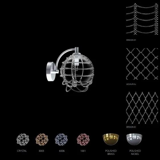 Aplica de perete moderna Vision, design LUX cristal ROSÉE BALL