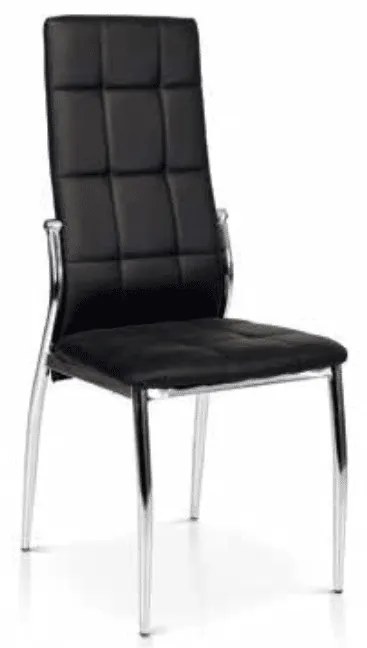 Scaun Emera, structura metalica argintie, piele ecologica - ALB