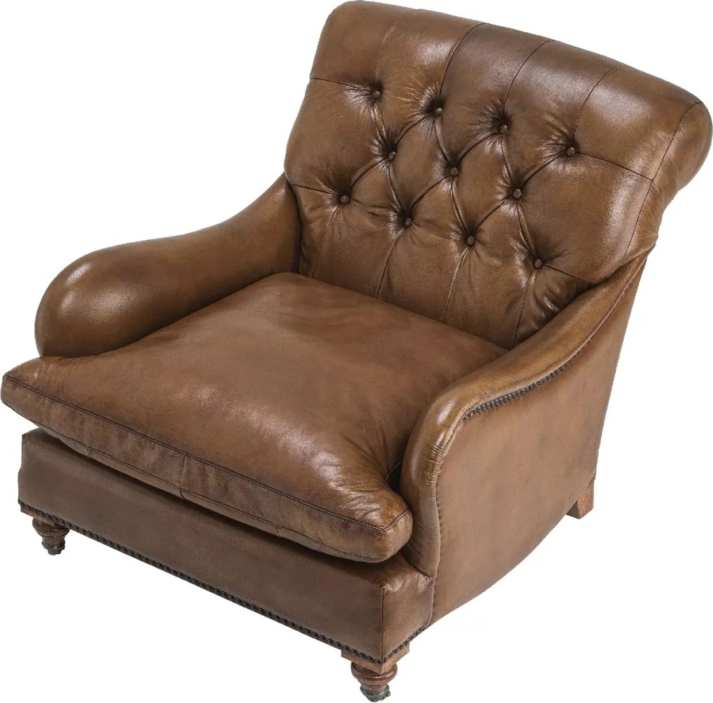 Fotoliu clasic design LUX Caledonian piele tobacco
