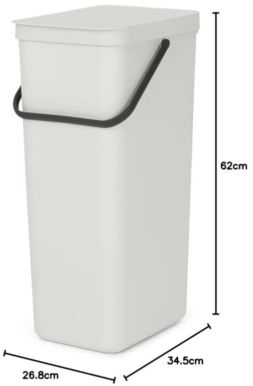 Cos de gunoi colectare selectiva Sort&Go 1005554, 40 L, Maner, Gri deschis