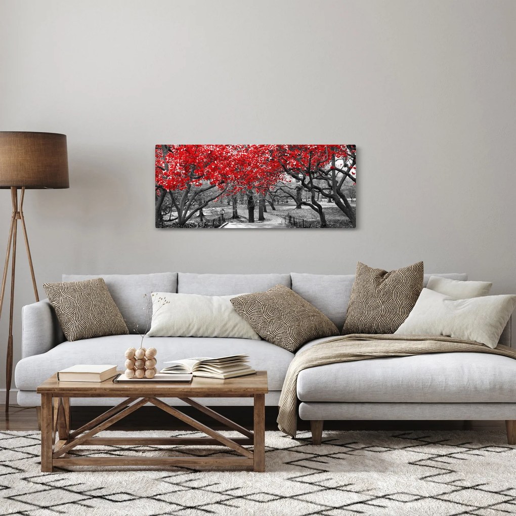 Tablou - Copaci roșii, Central Park, New York (120x50 cm)