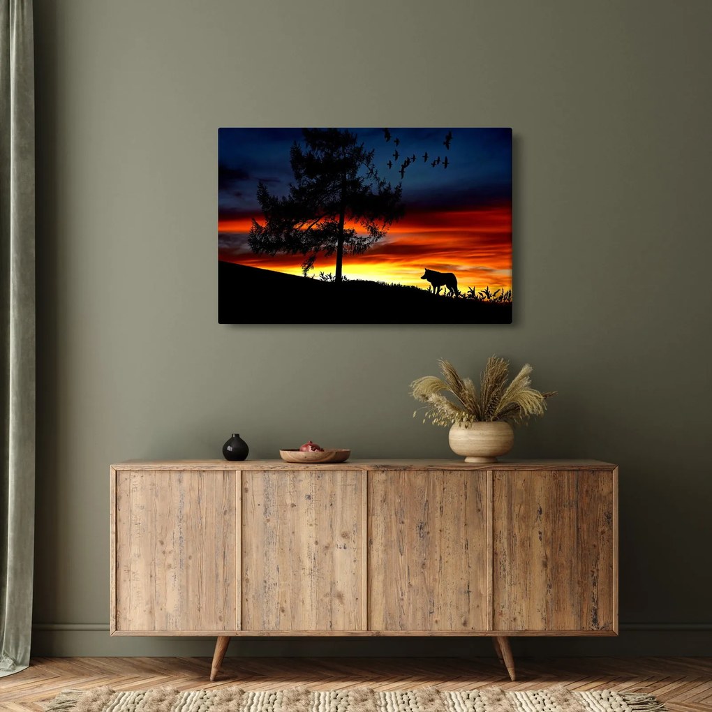 Tablou - Silueta unui lup (90x60 cm)