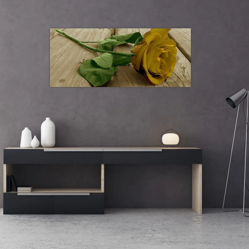 Tablou - Vintage trandafiri galbeni (120x50 cm)
