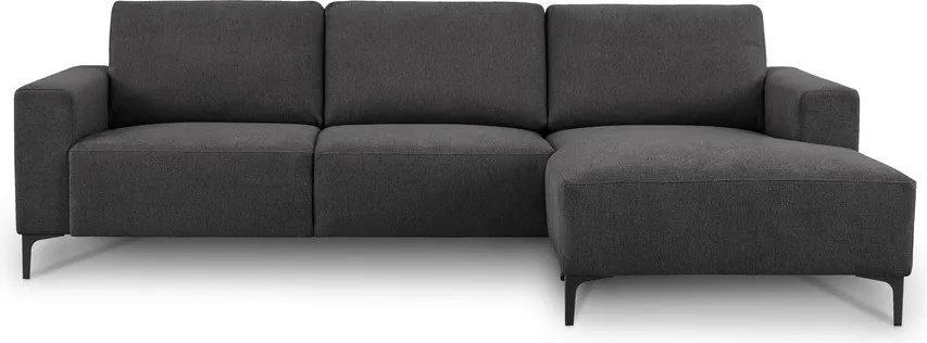 Colțar gri antracit cu tapițerie din chenille (cu colț pe partea dreaptă/cu șezlong) Fabian – Scandic