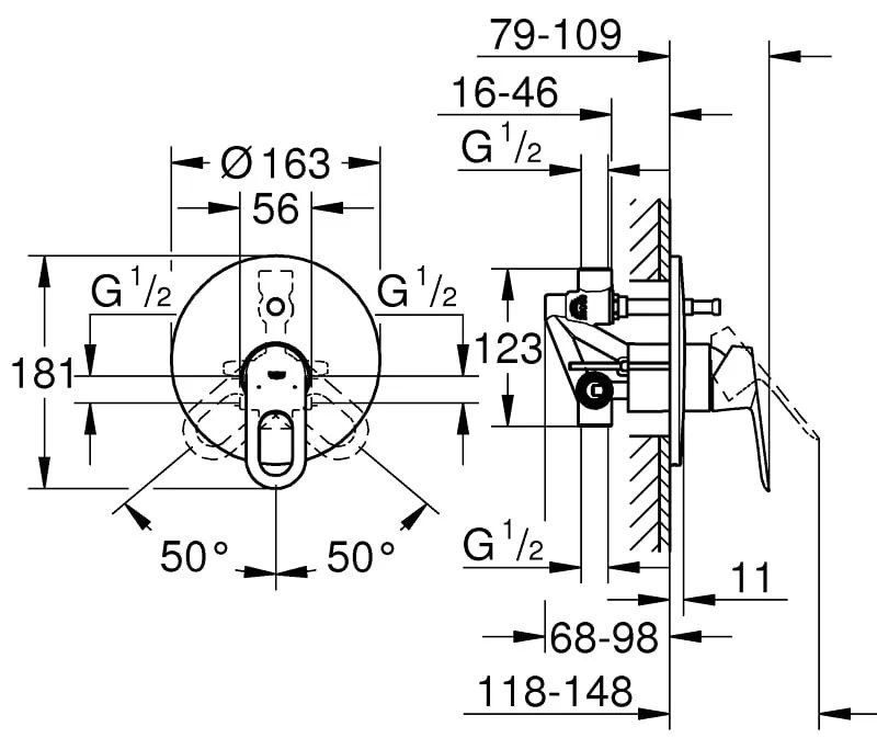 Sistem dus montaj incastrat Grohe Bauloop Perfect Shower,corp incastrat inclus