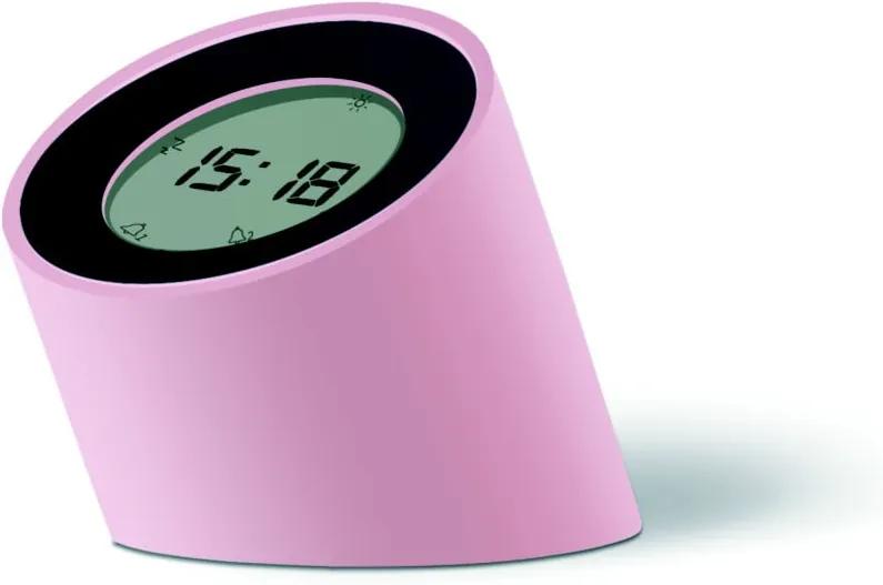 Ceas deșteptător cu LED Gingko Edge, roz