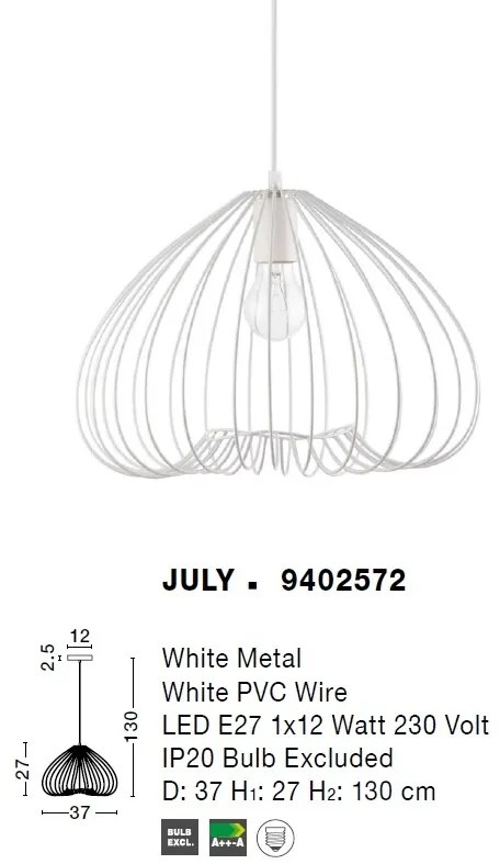 Lustra / Pendul design modern Ã˜32cm JULY alb NVL-9402572