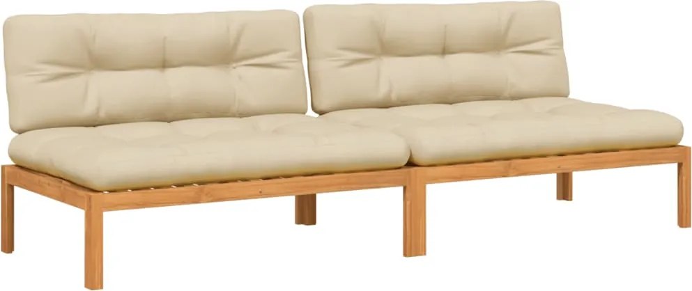 vidaXL Canapele mijloc grădină paleți 2 buc., perne, lemn masiv acacia