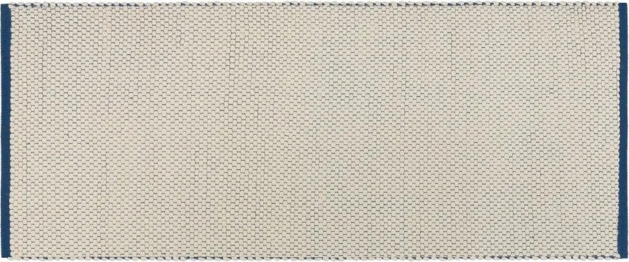 Covor tip traversă albastru/bej țesut manual din lână 80x170 cm Lenu – noo.ma