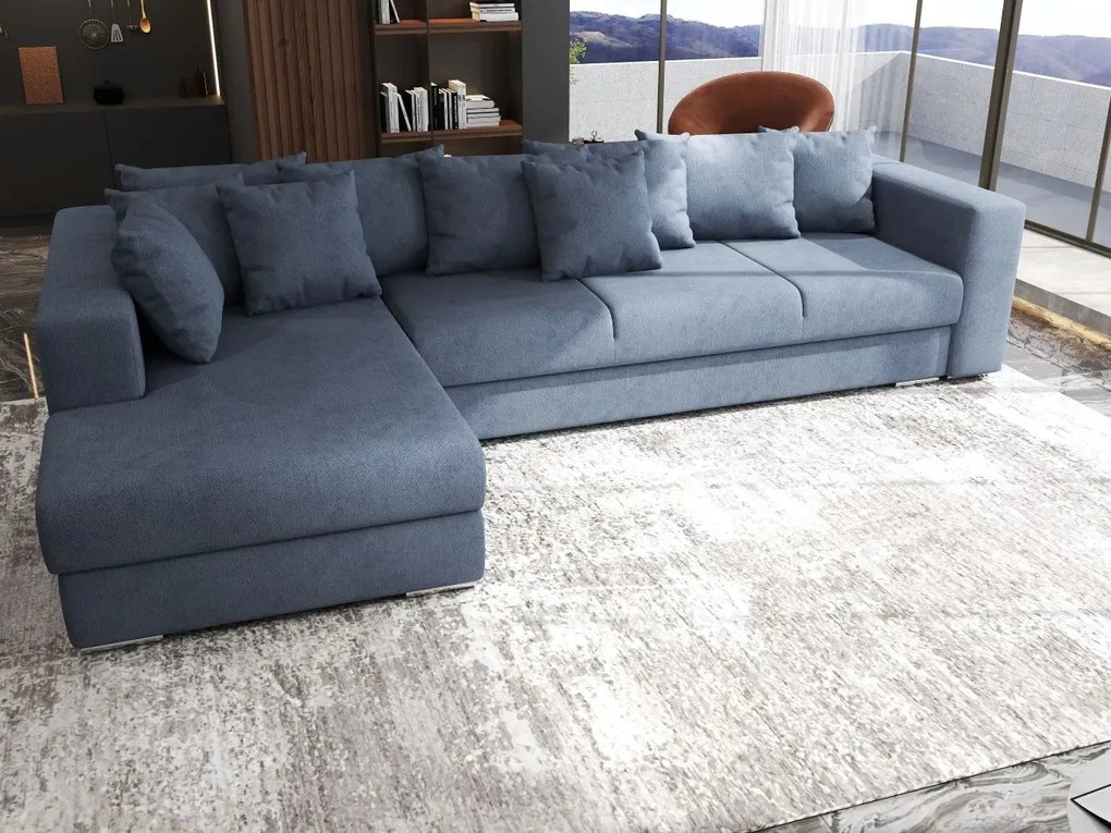 Colțar extensibil dumonde cu ladă de depozitare si sezut confortabil din spuma high-density, Gloria Enjoy Antracit 320x183 cm