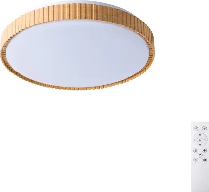 Plafonieră LED Brilagi CORVO, dimmabilă, 72W/230V, 3000-6000K, finisaj decor lemn, Ø50 cm, cu telecomandă inclusă