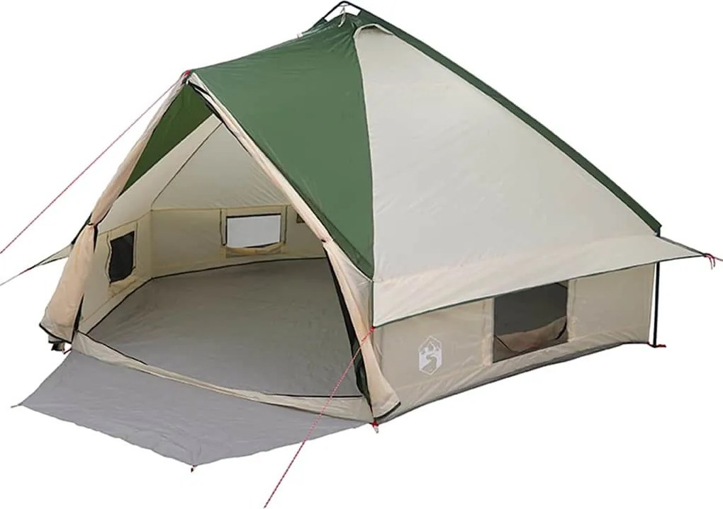 vidaXL Cort Teepee pentru 10 Persoane Verde și alb 490 x 410 x 210 cm