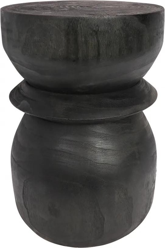 Taburet rotund negru din lemn 28 cm Bikkel Woood